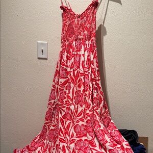 Free People Red and White Floral Maxi Dress